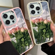 Exquisite Bouquet of Roses Phone Case Compatible for IPhone 11 12 13 Pro 14 15 7 8 Plus SE 2020 XR X XS Max TPU Soft Casing Metal Lens Protector Large Hole Frame