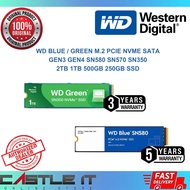 Western Digital WD BLUE GREEN M.2 PCIE NVME SATA GEN3 GEN4 SN580 SN570 SN350 2TB 1TB 500GB 250GB SSD