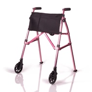 EZ Fold-N-Go Walker, Lightweight Folding Mobility Frame with 2 Swivel Wheels, Elderly Travel Walking