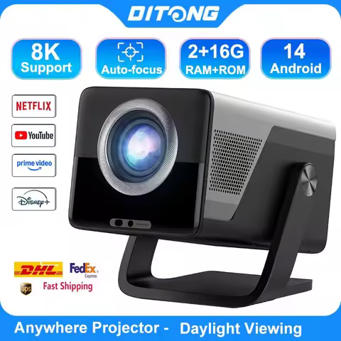 DITONG Full HD 1080P Projector 4K 1200 ANSI Android WiFi 6 Auto Focus Home Theater Projectors for Mo