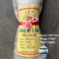 025MM X 1.3/4" Inci X 4Kaki Tinggi X 90Mtr Pukat Jaring Ikan / Mata Tegak / Isi Kosong / Warna Putih