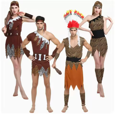 2020 leopard savage caveman croods flintstones primitive indian clothing carnival halloween costumes