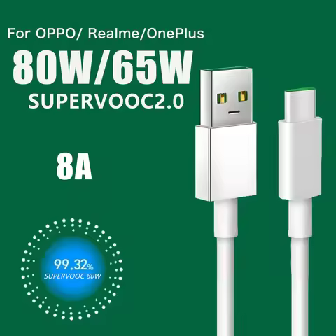 For OPPO 80W SUPERVOOC 2.0 Fast Charger Cable USB Type C 8A For Reno8 Reno9 Reno10 Pro+ K10 Find X5