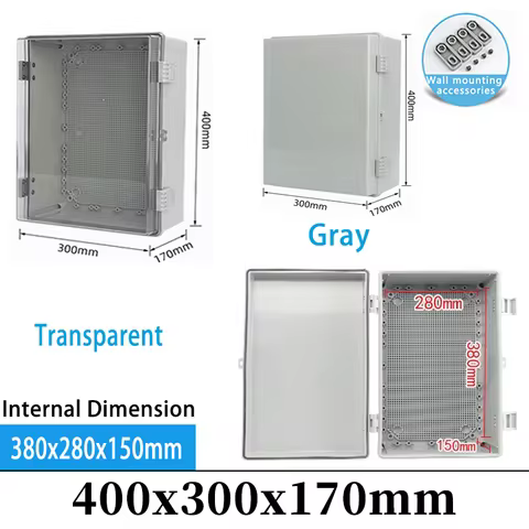 IP66 Outdoor Waterproof Electronic Box Grey/Transparent Cover Distribution Case ABS Junction Box 400