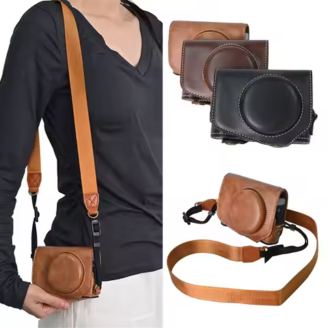 G7X ii iii Retro PU Leather Camera Bag Case For Canon G7XII III Mark II III G7X2 G7X3 With Shoulder 