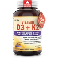 Herba K2 D3 Vitamin Supplement with 3MG Boron Citrate and Silica – 120 Capsules | Vitamin D3 K2 for 
