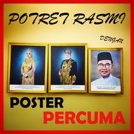 Bingkai Potret | Gambar Percuma Agong | Permaisuri | Perdana Menteri | Gold Frame Agong Permaisuri