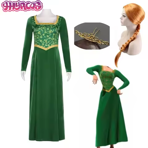 Anime Shrek Princess Fiona Dress Cosplay Costumes Comic Con Fiona Cos Wigs Headdress For Men Women H