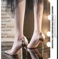 MC.MAZO รองเท้าแต่งงานส้นโปร่งใสใหม่รองเท้าส้นสูงของผู้หญิงออกแบบกริชรองเท้ารองเท้าเพื่อนเจ้าสาว