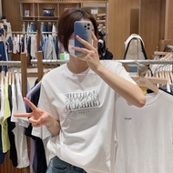 Phong cách Hàn Quốc marithe Francois Girbaud Cổ Điển Tem In Phụ Nữ Của cổ tròn tay ngắn T-Shirt