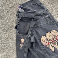 JNCO Skull Embroidery Denim Pants Vintage Graphic Print Baggy Jeans