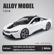 【Annisoul shop】 【WJ】1: 22 BMW I8 Diecast Metal Car Model Toy Cars Collection For Boy Children Kids T