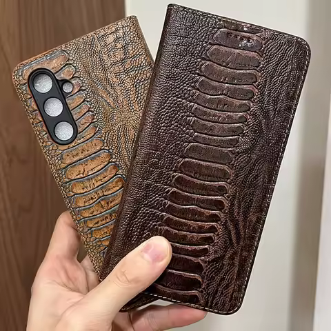 Magnet Genuine Leather Skin Flip Wallet Book Phone Case Cover On For Samsung Galaxy A14 A15 A24 A25 