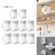 Curtain Rod Holder Clamp Hooks Self Adhesive Clothes Rail Bracket 360 Rotation Triangle Ring Adjustable Hooks