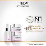 (PAKET HEMAT ISI 3) LOreal Paris Glycolic-Bright Trial Set Skincare (1.0% Glycolic Acid Serum 15ml +
