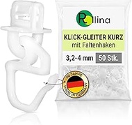 Klick-Gleiter Short Curtain Hooks for Curtain Rail with 3.2-4 mm Inner Rail, Curtain Hooks for Carav