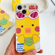 粉紅色墨鏡鴨米色手機殼矽膠保護套