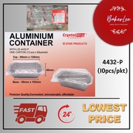 ALUMINIUM FOIL TRAY WITH LID M SIZE RECTANGLE 10PCS (CODE: 4432-P)