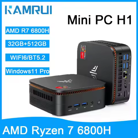 KAMRUI Mini PC AMD Ryzen7 6800H 32GB LPDDR5 512GB M.2 SSD up to 4.7GHz Dual Channel WIFI6 BT5.2 Win1