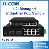 JT-COM Industrial 8-Port Gigabit Managed PoE Switch 4/8 Port 10/100/1000Mbps + 2 Port Gigabit SFP Sl