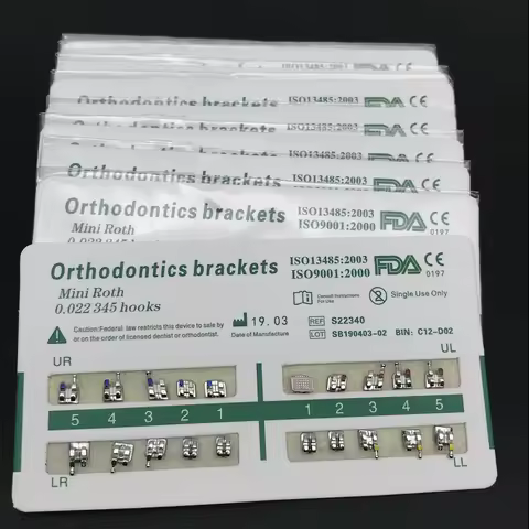 10packs Dental Orthodontic Metal Braces Bracket Mini Roth/MBT/Edgewise 022 Slot Dentist Bracket Dent