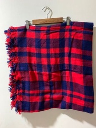 Zara紅藍格羊毛圍巾