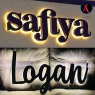 KAYU HIASAN DINDING Custom LED LIGHTED embossed letters / Custom LED Wooden Letters Bedroom Lamp Roo