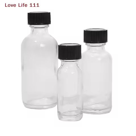 New 6 Pcs Small Clear Glass Bottles With Lids Glass Containers Round Bottles For Juice, Oils, Ginger