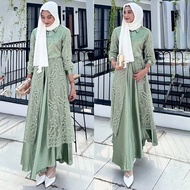 dress muslim set rok Roberto Arasya bahan roberto mix brukat ld 100 