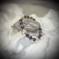 手串系列 - 烟紫色和田玉與金絲玉紫羅蘭手串