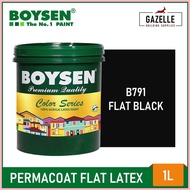 【Hot】 Boysen Color Series Permacoat Flat Latex Paint Black B791- 1 Liter