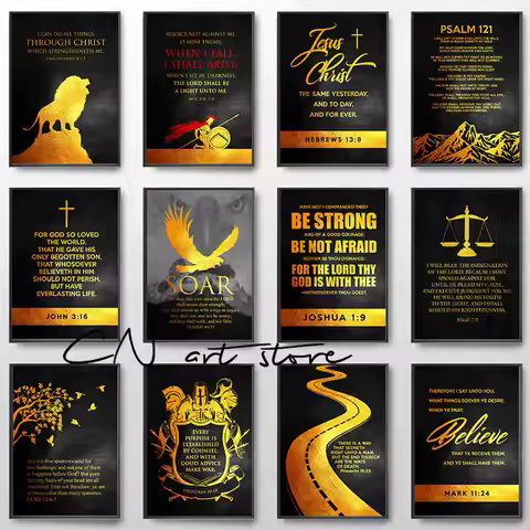 Vintage Golden Style Bible Verses Psalm 121,Proverbs 20:6 Art Posters Canvas Painting Wall Prints Pi