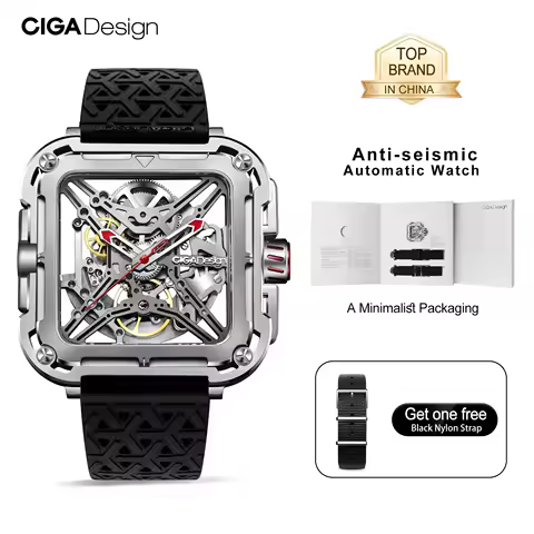 CIGA Design X Series Mechanical Watches Men Automatic Movement Skeleton Watch Anti-seismic 316L Silv