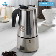 One Two Cups 9 Cup 450ml Espresso Coffee Maker Moka Pot Barista Equipment