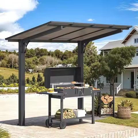 8' x 5' Grill Gazebo Outdoor Pergola or Patio, reestanding Lean to Hardtop Gazebo Carport Pergolas a
