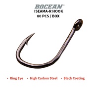 BOCEAN ISEAMA RING HOOK 80pcs/Box Matakail Pancing Alat Pancing Carbon Hook Fishing Mata Kail Iseama