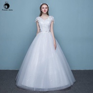 2024 new bride perkahwinan baju nikah perempuan pengantin Wedding dresses lace back -shoulder V -nec