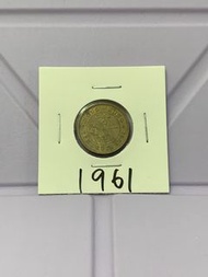 （大壹毫1961）香港硬幣英女皇伊利沙伯二世1961年大一亳Government of Hong Kong Queen Elizabeth ll 1961 $0.1
