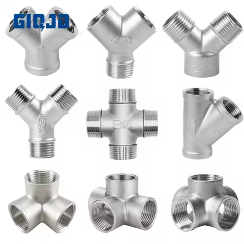BSP Male+Female Threaded 3 4 5 Way Tee Y X Pipe Fitting 1/4" 3/8” 1/2" 3/4" 1" 2" Threaded SS304 Sta