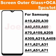 5pcs Screen Outer Glass Panel For Samsung A10 A20 A30 A40 A50 A70 A10S A20S A30S A21 A31 A51 A71 Front LCD Touch Panel  With OCA