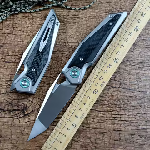 TWOSUN Folding Pocket Knife M390 Blade Ceramic Ball Bearing Titanium Handle Outdoor Camping Fast Ope