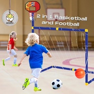 Mainan Bola Keranjang Bola Sepak Outdoor Sport Game Set Basketball Stand And Football Stand For Kids