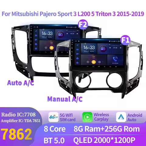 For Mitsubishi Pajero Sport 3 L200 5 Triton 3 2015-2019 Car Radio Multimedia Wireless Android 14 Nav