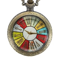 DEFFRUN Vintage Simple Roman Number Chain Retro Analog Quartz Pocket Watch