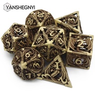 Flying Dragon Polyhedral Dice Set for Role Playing GamePathfinder, Hollow Metal Dice, D & D Dice, 7 