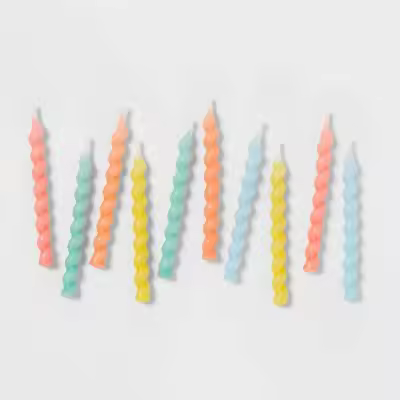 Birthday Candles 10Ct Pastel Rainbow Swirl for Cakes and Celebrations