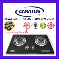 DAWA BUILT IN GAS STOVE DW-7120G, DAPUR GAS PREMIUM QUALITY, KACA, GLASS TOP STOVE