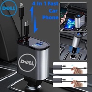 Dell Retractable Car Charger 4-in-1 Fast Car Phone Charger 100W Super Fast Charging, Retractable Cable (2.6 Feet) and 2 USB Ports