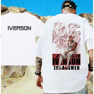 Men's Iverson printed short sleeved shirt, trendy basketball star themed casual T-shirt