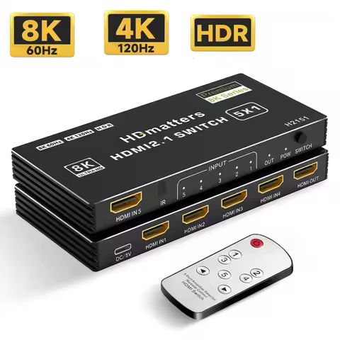 HDMI 2.1 Switch 4K 120Hz 4K 60Hz HDMI 2.0 Switcher Box HDMI 5/4/3 port switch with remote supports H